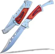 Long Blade Folding Knife- Large Knife with Rosewood Handle-Everyday Carry Knife for Men and Women-Indoor/Outdoor Gift