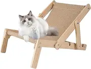 Celery Pets Cat Lounger Chair, 2 in 1 Cat Chair for Indoor Cats for Scratching Pad, Four Heights Adjustable Foldable Cats Sisal Beach Bed Mat (Yellow)