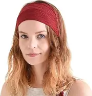 CHARM Womens Headband Boho Headwrap - Turban Head Wrap Festival Retro Hair Accessory Pirate Hairband Dark Red
