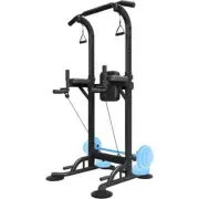 Pull Up Dip Station Power Tower with Backrest,Adjustable Height Pull Bar Stand