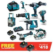 MAKITA 18V Brushless 8 Piece 2 x 6.0AH Combo Kit DLX8059GX1