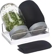 Jar Sprouter - Glass Lid Pots Growing Kit | 2pcs 950ml Germination Grow with Mesh Top, Perfect Indoor Configuration for Broccoli Beans