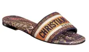 Christian Dior Dway Animals Blue Orange White Logo Slide Mule Flat Sandal 35