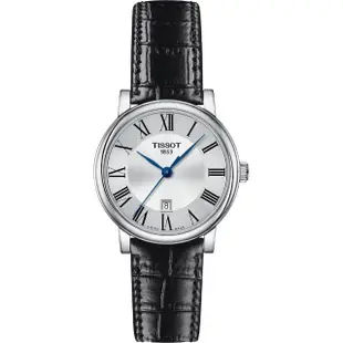 【TISSOT 天梭】Carson 羅馬石英女錶-黑/30mm 母親節禮物 送行動電源(T1222101603300)