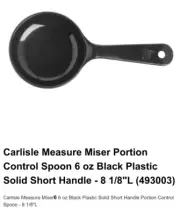 Carlisle Measure Miser Portion Control Spoon 6 oz Black Plastic Solid Short