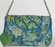 NEW Vera Bradley English Meadow Purse Bag Chain Handle Strap Blue Green Yellow