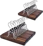Nature Smile Wooden Pants Hangers 20 Pack Non-Slip Skirt Clamp Hangers - Smooth Finish Solid Wood for Hair Extensions, Jeans, Slacks With 360° Swivel Hook (20Pcs, Retro)