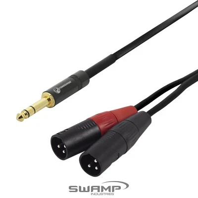 6.35mm TRS to Dual XLR(m) - Headphone Signal Splitter Cable - 2m