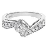 Princess Cut Diamond Accented Ladies Engagement Ring 14K White Gold 1.35Ctw SZ 7