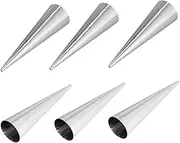 6pcs Chocolate Panettone Chocolate Molds Cake Stencil Pastry Horns Molds Cream Horn Forms Chocolate Horn Pastry Bread Ice Cream Trumpet Cream Horn Molds Cake Baking Mold Silver