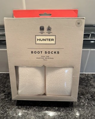 Hunter Original Tall Boot Socks - White Fleece - Medium - New with tags