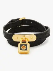 Lock And Spade Leather Wrap Bracelet