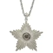 Fashion 1928 Jewelry Large Silver-Tone Textured Hematite Epoxy Faceted Stone Center Star 32 Inch Necklace