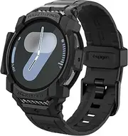 SPIGEN Rugged Armor Pro for Samsung Galaxy Watch 7 44mm Band Case, Rugged Unibody Design, Precise Cutouts, Flexible TPU Adjustable Bands Raised Edge Cover - Black