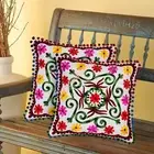 Cotton Handwoven Cushion Traditional Embroidery Cushion Cover Back Rest Pillow