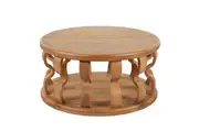 Amalfi Billow Round Coffee Table Wooden Sofa Table Living Room Furniture 76x38cm