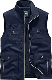 [QtthZZr] Men's Vest Spring Autumn Multi-Pocket Fishing Jacket Outdoor Leisure Excursion Gilet Sleeveless Practical Waistcoat