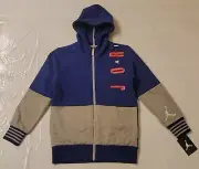 Nike Air Jordan Boys Jumpman Hoodie Sweatshirt Blue/Gray 953571-U1A Size Small