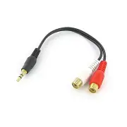 6" Stereo 3.5mm Gold Male Y Adapter to 2 RCA Female