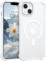BENTOBEN for iPhone 13 Case/iPhone 14 Case, Stylish Magnetic Ring Aesthetic Phone Cases Compatible with Magsafe [Drop-Safe Airbags] Slim Matte Rugged Shockproof Cover for iPhone 13/14 6.1 Inch, White