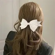 TseenYi Large Hair Bow Clips Bow Tail Satin Hair Clip White Ribbon Bow Knots Hairpins Big Bow Ties Tail Barrette Hairclips Ties Knot Barrette Winter Ribbon Bow Accessories
