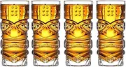 BAKAMITAYI Glass Tiki Glasses,Tiki Glass Set of 4, Perfect for Mai Tai, Exotic Zombie Cocktails, Tropical Island Drinks Tiki Bar Professional Hawaiian Party Barware