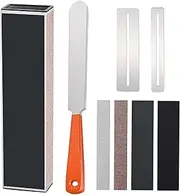 Guitar Luthier Tool Kit WorthPlanet 8PCS Guitar Fret Crowning File Fret Leveling Beam Sanding Leveler Beam with Replacement Sandpaper and Fingerboard Guard Protectors for Guitar Bass W150010