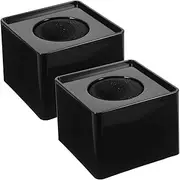 NUOBESTY 2pcs Black Microphone Flag Stations Portable ABS Injection Molding Square Cube Shaped Interview Mic Logo Flag Station