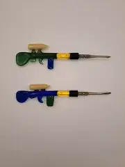 2 Piece Glass Wax Carving Tools. Blue/Green Glass.