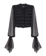 Balmain Edge-To-Edge Tweed And Chiffon Jacket FR38,FR40 Black
