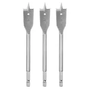 3Pcs Spade Drill Bit 3/4" Paddle Flat Bits Wood Hole Cutter Silver Tone