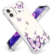 OOZ Crystal Phone Case for iPhone 12 12 Mini-5.4 inch Alluring Purple Butterfly
