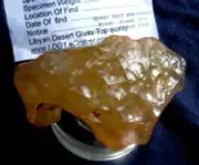 Libyan Desert Glass Meteorite Tektite impact specimen(666 crt) Dusty Orange Gem