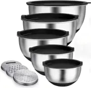 Mixing Bowls Set with Airtight Lids,Non-Slip Stainless Steel Nesting Bowls with