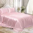 Homiest 3pcs Satin Bedding Set Twin XL, Fitted & Flat Sheet, Pillowcase - Blush