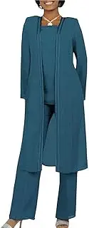 [Botong] Women's Long Sleeves Chiffon 3 Pieces Pant Suits Plus Size Mother of The Bride Dress with Jacket