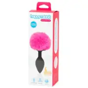 Happy Rabbit HR-NV-BP-M-BLKPNK Non Vibrating Butt Plug Medium Black/Pink - Sensu