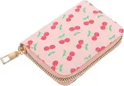 [TINEASUR] Organ Card Holder Small Credit Card Holder for Women Credit Card Holder Case Cute Wallets for Women Wallet with Zipper Small Wallet for Women Card Holder Cherry Wallet Pu Pink