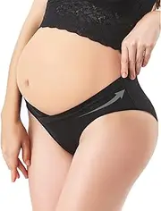 [Jengo] Women's Maternity Underwear Pregnancy Pants Soft Hipster Panties Under The Bump Maternity Knickers Postpartum Underwear Brief, Black, M