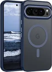 [DOMAVER] for Google Pixel 9 Pro XL Case, Magnetic Case Compatible with MagSafe, Matte Translucent Skin-Touch Slim Shockproof Protective Phone Case for Google Pixel 9 Pro XL, Blue