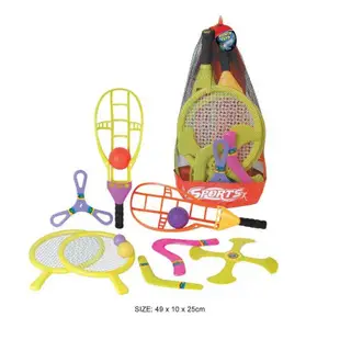 熱賣兒童運動套裝彈力球拋接球塑膠網球拍 親子運動戶外公園玩具