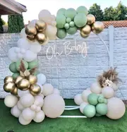 146pcs Retro Balloon Garland Arch Kit - Premium Sage Green Dusk Cream White Metallic Gold Balloons -Baby Shower Wedding Birthday Party Decor