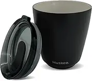 Huskee Stainless Steel Reusable Coffee Cup with Lid, 8 oz - Stackable & Spill-Free Insulated Travel Mug for Cold & Hot Drinks - Ideal for Coffee Lovers & On-The-Go, Black