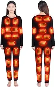[IMYOGI] Cozy 32 Areas Heated Underwears Set, Electric Heating Base Layer Shirt and Pant Men Women Outdoor Thermal Long Johns Set