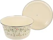 BIUDECO Enamel Soup Basin Large Enamel Bowl with Handle for Lard Oil Condiments