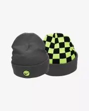 Nike Peak Reversible Kids Cuff Smiley Beanie Iron Grey One Size FB6493 068 • NWT