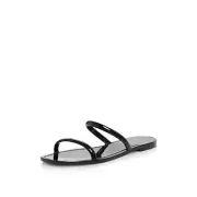 AQUA Metallic Slip On Flat Jelly Sandals Women's 6B Black Open Toe