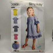 Simplicity 0908 Sewing Pattern Child Girl Dress Tunic Size 3-8 Easy To Sew 2018
