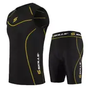 Men's Compression Armor Base Layer Top Running Sleeveless Sports Shirt & Shorts