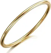 [Generic] Bangle Real 18k Yellow Gold Filled Solid Ladies Statement Cuff Bracelet 60mm